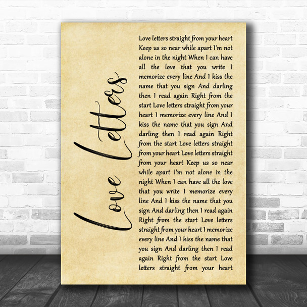 Alison Moyet Love Letters Rustic Script Song Lyric Wall Art Print