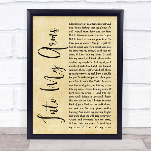 Nick Cave & The Bad Seeds Into My Arms Rustic Script Song Lyric Wall Art Print