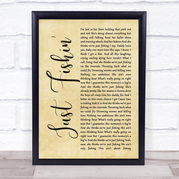 Trace Adkins Just Fishin' Rustic Script Song Lyric Wall Art Print