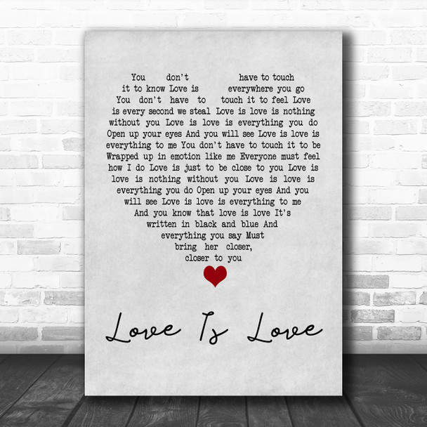 Culture Club Love Is Love Grey Heart Song Lyric Music Wall Art Print