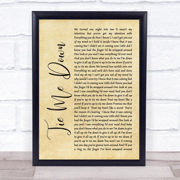 Taylor Ray Holbrook Tie Me Down Rustic Script Song Lyric Wall Art Print