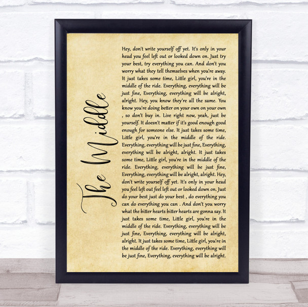 Jimmy Eat World The Middle Rustic Script Song Lyric Wall Art Print