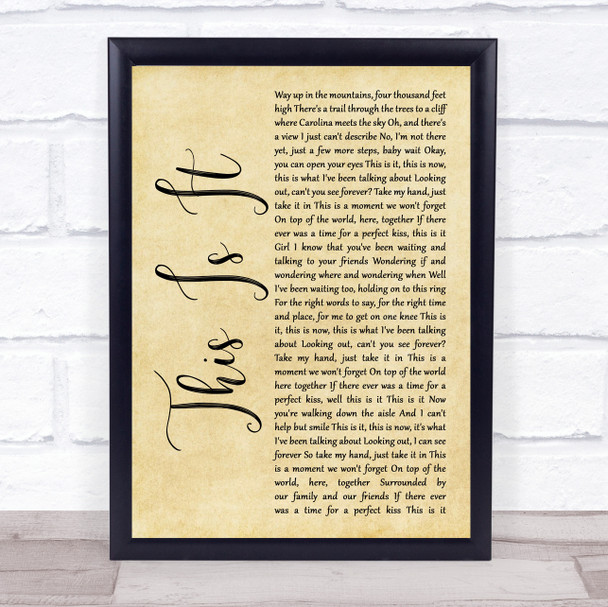 Scotty McCreery This Is It Rustic Script Song Lyric Wall Art Print