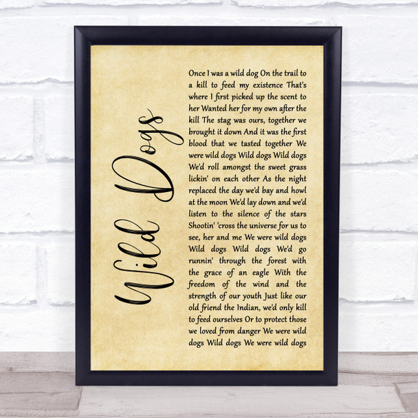 Colter Wall Wild Dogs Rustic Script Song Lyric Wall Art Print