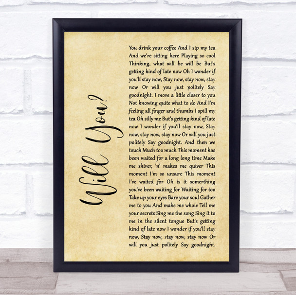 Hazel O' Connor Will You Rustic Script Song Lyric Wall Art Print