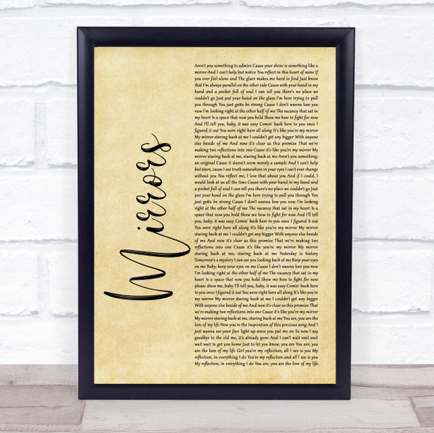 Justin Timberlake Mirrors Rustic Script Song Lyric Wall Art Print