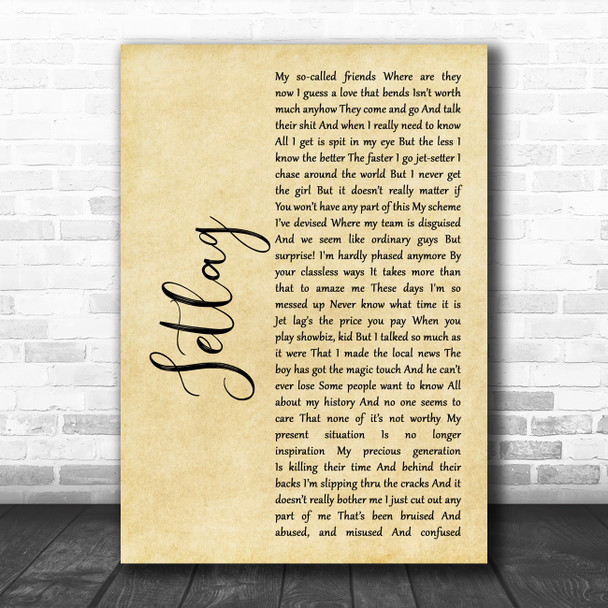 Brendan Benson Jetlag Rustic Script Song Lyric Wall Art Print