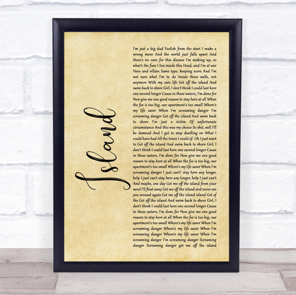 Coheed And Cambria Island Rustic Script Song Lyric Wall Art Print