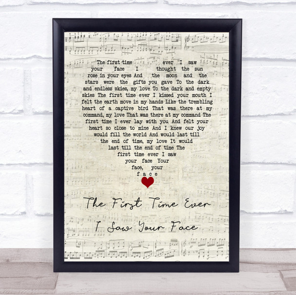 George Michael The First Time Ever I Saw Your Face Script Heart Song Lyric Wall Art Print