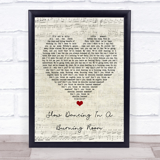 John Mayer Slow Dancing In A Burning Room Script Heart Song Lyric Wall Art Print