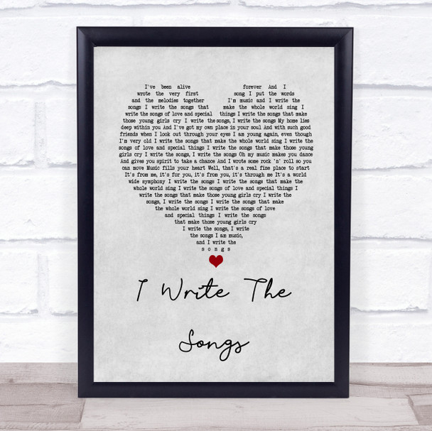 David Cassidy I Write The Songs Grey Heart Song Lyric Music Wall Art Print