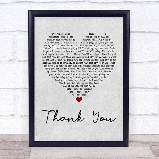 Dido Thank You Grey Heart Song Lyric Music Wall Art Print