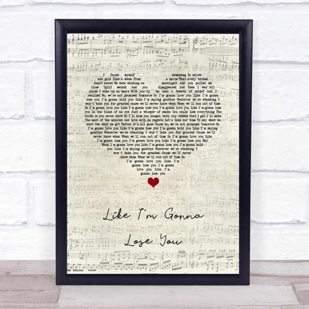 Meghan Trainor Like I'm Gonna Lose You Script Heart Song Lyric Wall Art Print