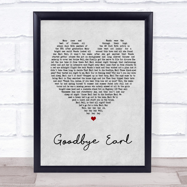 Dixie Chicks Goodbye Earl Grey Heart Song Lyric Music Wall Art Print