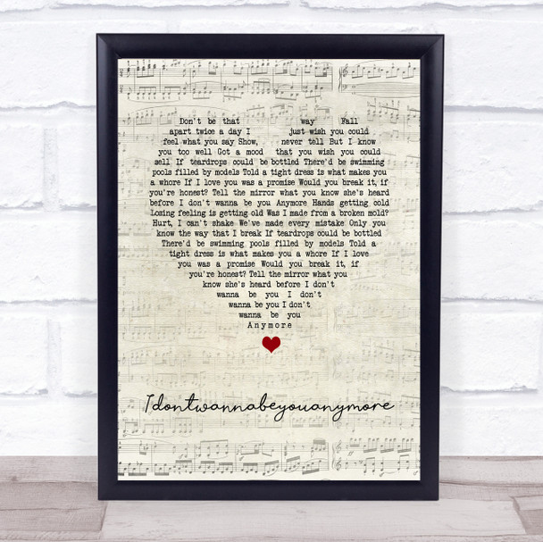 Billie Eilish Idontwannabeyouanymore Script Heart Song Lyric Wall Art Print