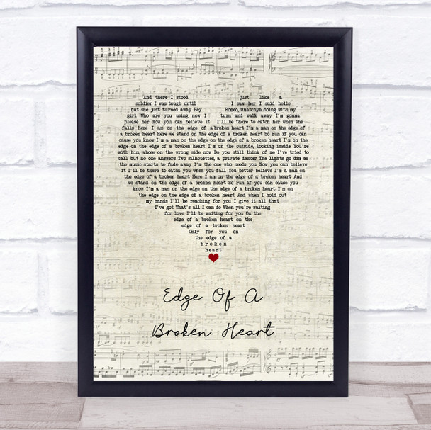 Bon Jovi Edge Of A Broken Heart Script Heart Song Lyric Wall Art Print