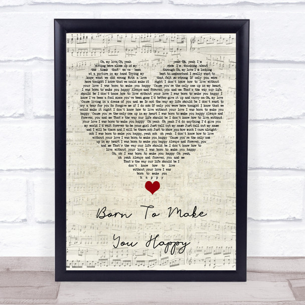 Britney Spears Born To Make You Happy Script Heart Song Lyric Wall Art Print