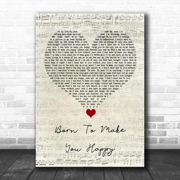 Britney Spears Born To Make You Happy Script Heart Song Lyric Wall Art Print