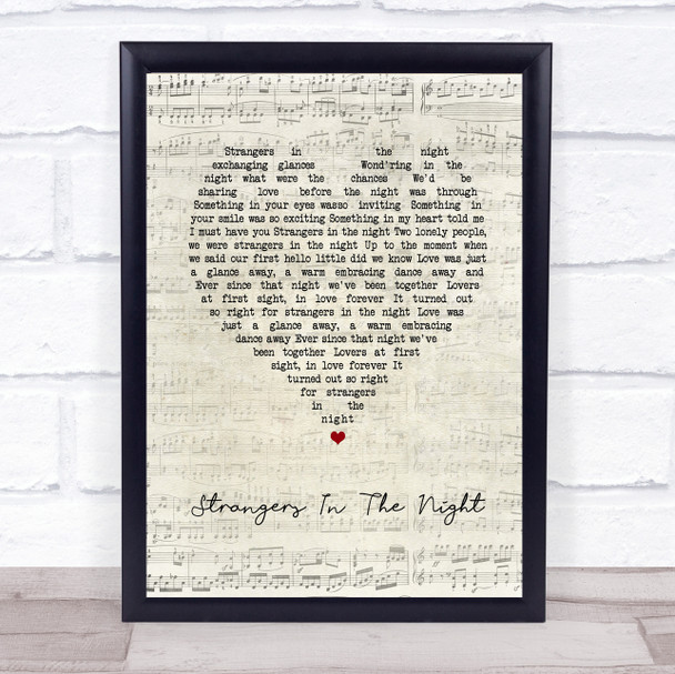 Frank Sinatra Strangers In The Night Script Heart Song Lyric Wall Art Print
