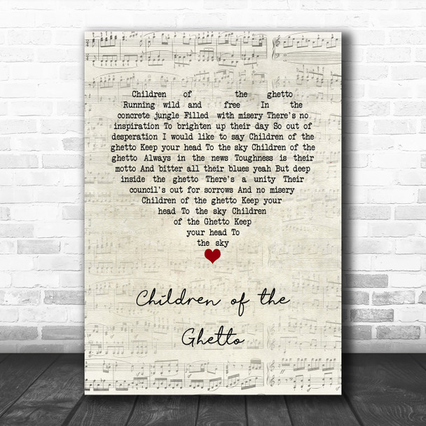 The Real Thing Children of the Ghetto Script Heart Song Lyric Wall Art Print