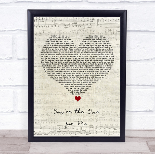 D Train You're the One for Me Script Heart Song Lyric Wall Art Print