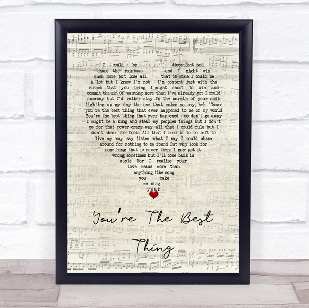 Paul Weller Youre The Best Thing Script Heart Song Lyric Wall Art Print