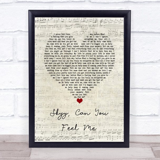 Raphael Saadiq Skyy, Can You Feel Me Script Heart Song Lyric Wall Art Print