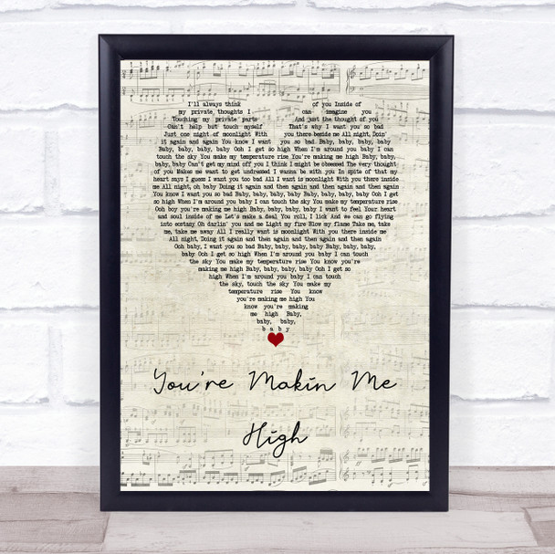 Toni Braxton You're Makin Me High Script Heart Song Lyric Wall Art Print