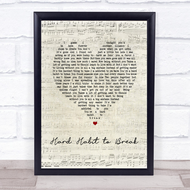 Chicago Hard Habit to Break Script Heart Song Lyric Wall Art Print