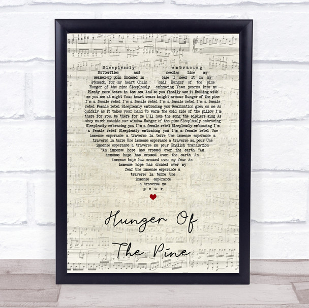 alt-J Hunger Of The Pine Script Heart Song Lyric Wall Art Print