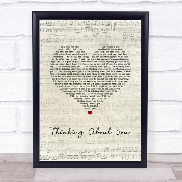 Calvin Harris Thinking About You Script Heart Song Lyric Wall Art Print Calvin Harris Thinking About You Script Heart Song Lyric Wall Art Print
