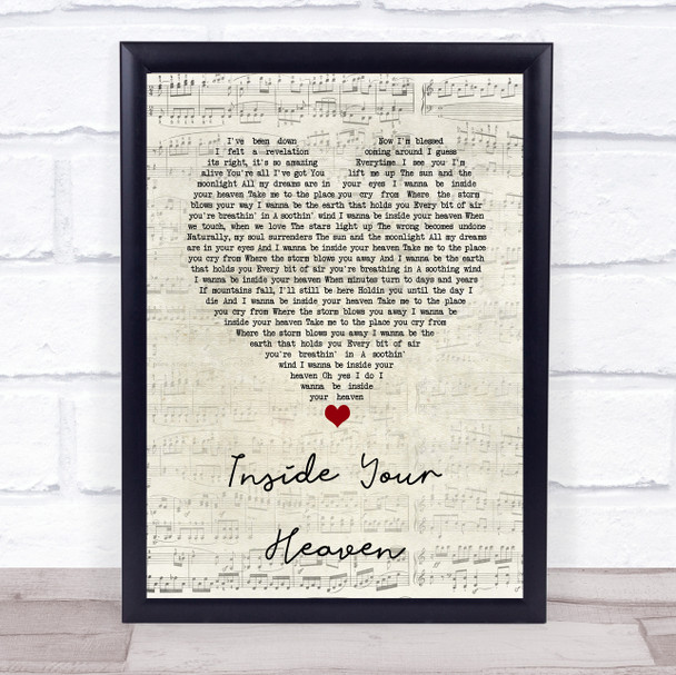 Carrie Underwood Inside Your Heaven Script Heart Song Lyric Wall Art Print