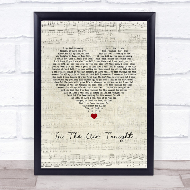 Phil Collins In The Air Tonight Script Heart Song Lyric Wall Art Print