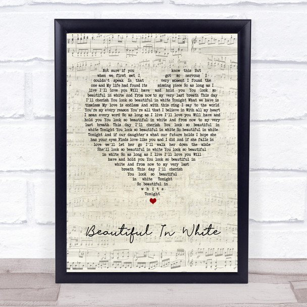 Shane Filan Beautiful In White Script Heart Song Lyric Wall Art Print