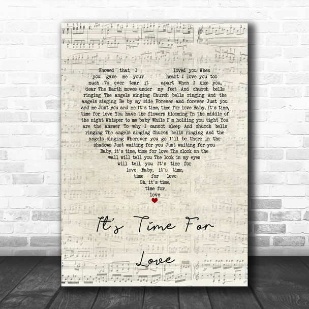 The Chi-Lites It's Time For Love Script Heart Song Lyric Wall Art Print