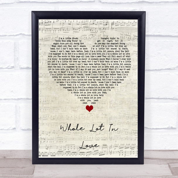 Austin Burke Whole Lot In Love Script Heart Song Lyric Wall Art Print