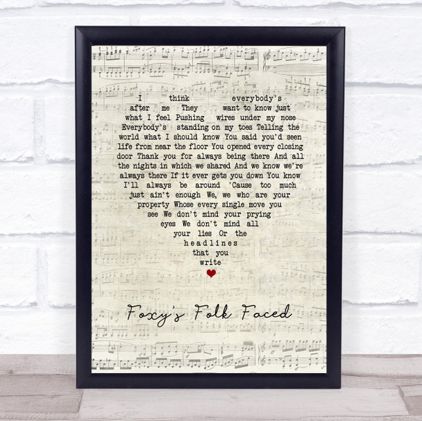 Ocean Colour Scene Foxy's Folk Faced Script Heart Song Lyric Wall Art Print