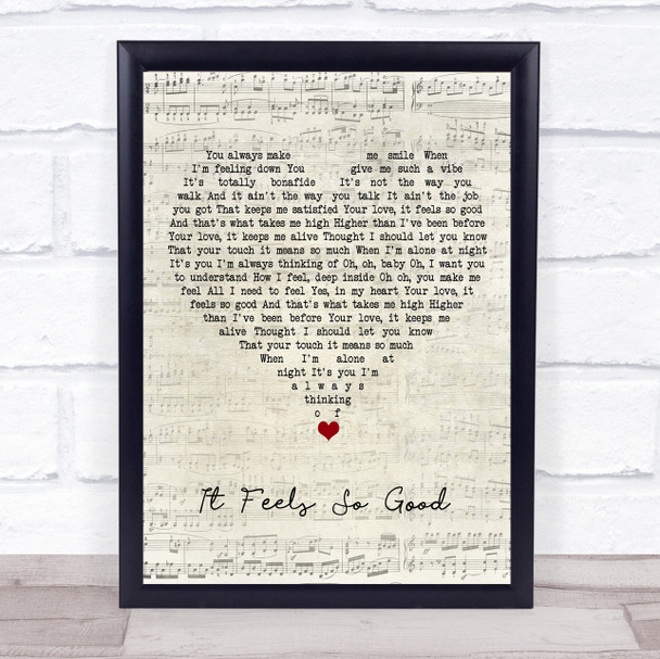 Sonique It Feels So Good Script Heart Song Lyric Wall Art Print