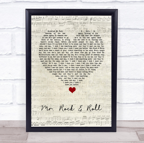 Amy Macdonald Mr. Rock & Roll Script Heart Song Lyric Wall Art Print