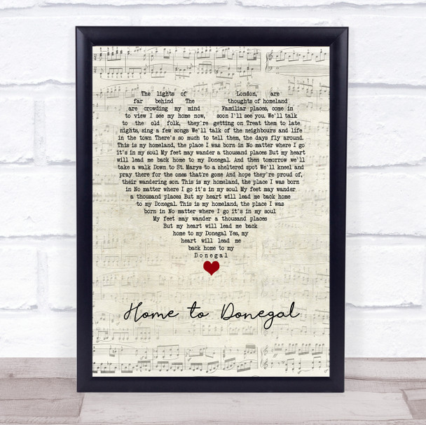 Daniel O'Donnell Home to Donegal Script Heart Song Lyric Wall Art Print