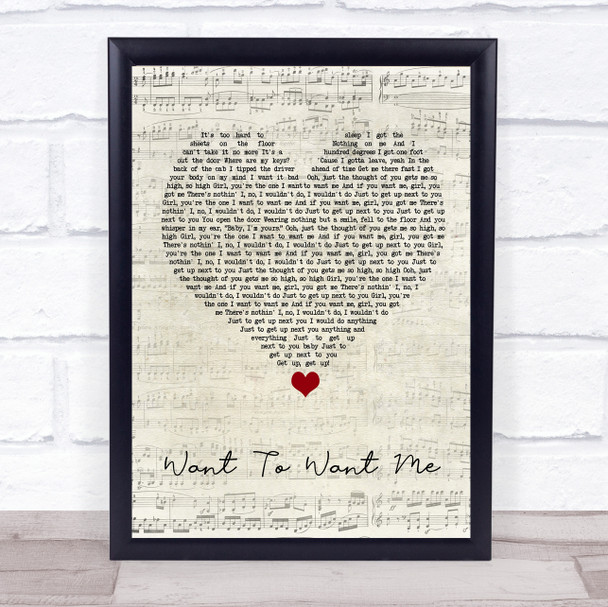 Jason Derulo Want To Want Me Script Heart Song Lyric Wall Art Print