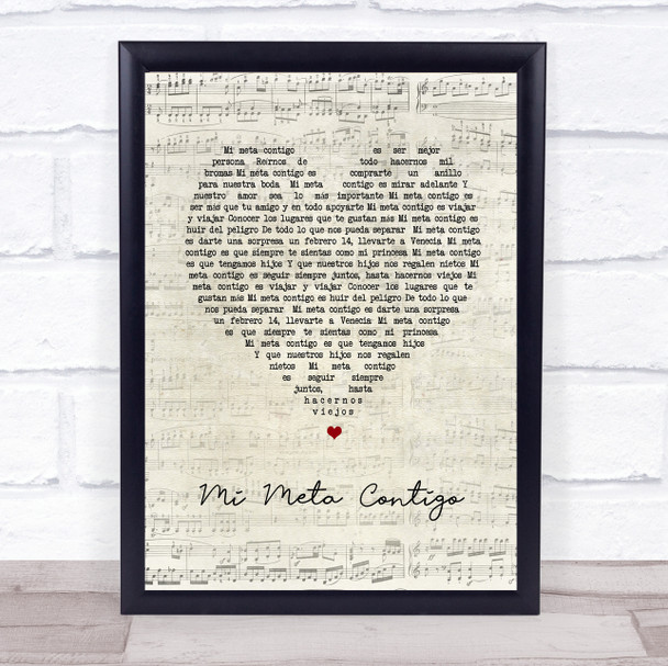 Los Sebastianes Mi Meta Contigo Script Heart Song Lyric Wall Art Print