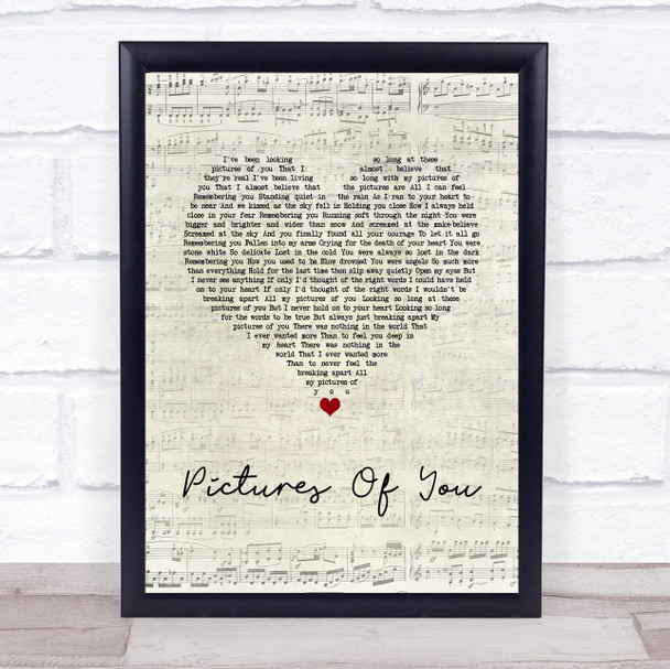 The Cure Pictures Of You Script Heart Song Lyric Wall Art Print