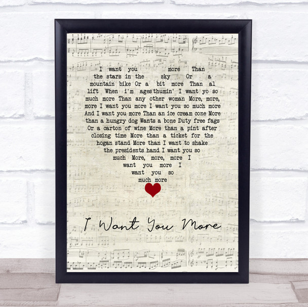The Saw Doctors I Want You More Script Heart Song Lyric Wall Art Print
