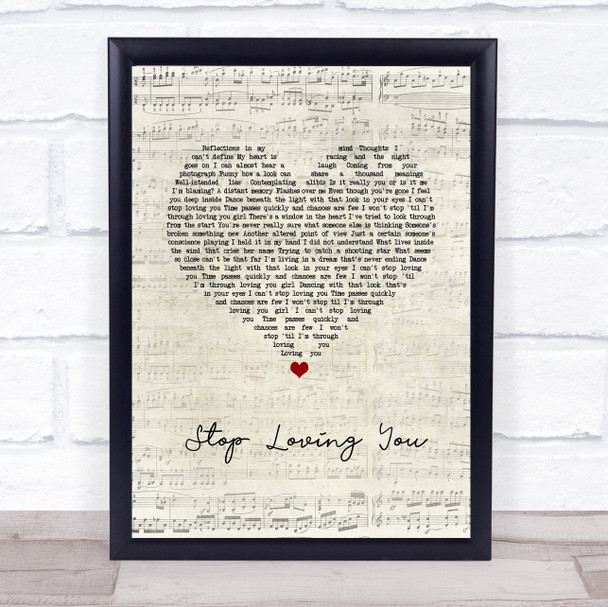 Toto Stop Loving You Script Heart Song Lyric Wall Art Print