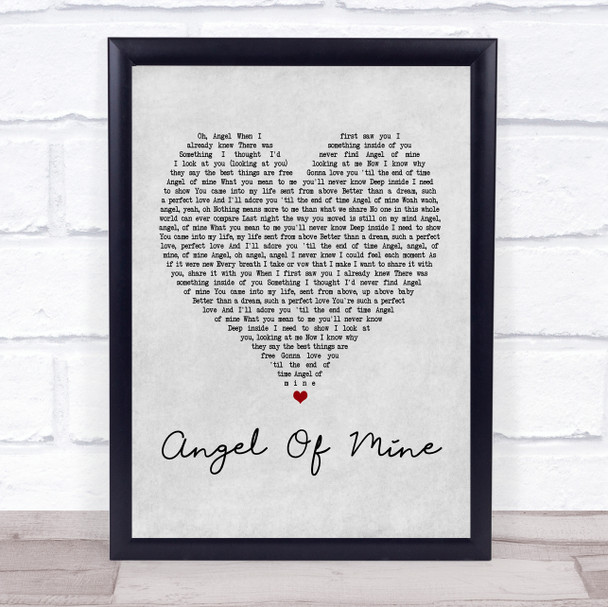 Eternal Angel Of Mine Grey Heart Song Lyric Music Wall Art Print