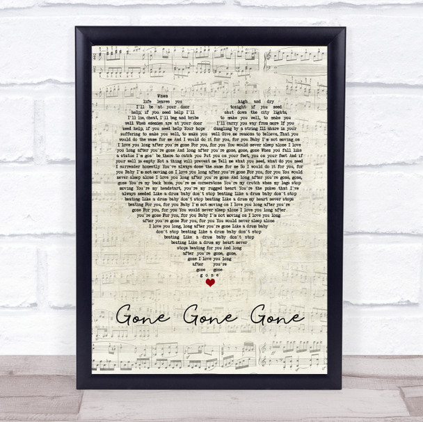 Philip Philip Gone gone gone Script Heart Song Lyric Wall Art Print