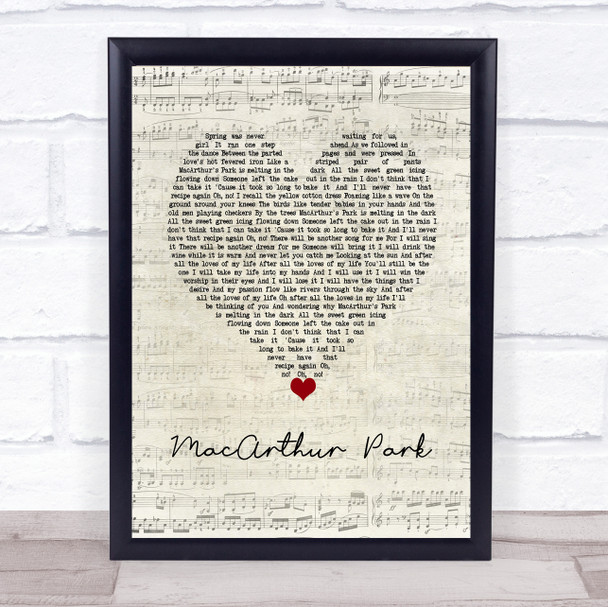 Richard Harris MacArthur Park Script Heart Song Lyric Wall Art Print