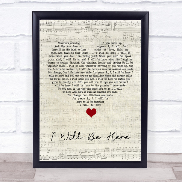 Steven Curtis Chapman I Will Be Here Script Heart Song Lyric Wall Art Print