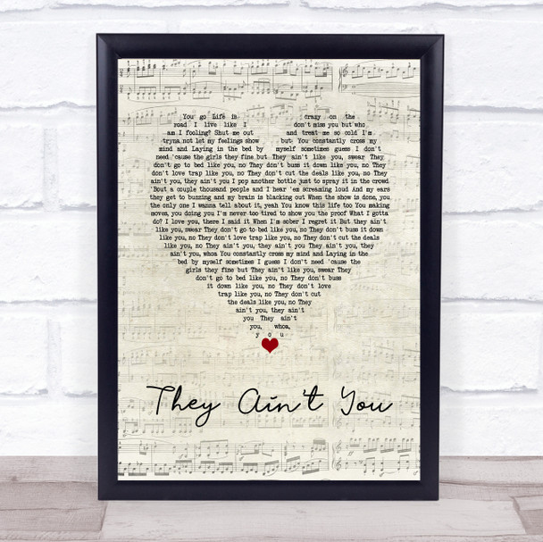 Tyla Yaweh They Ain't You Script Heart Song Lyric Wall Art Print